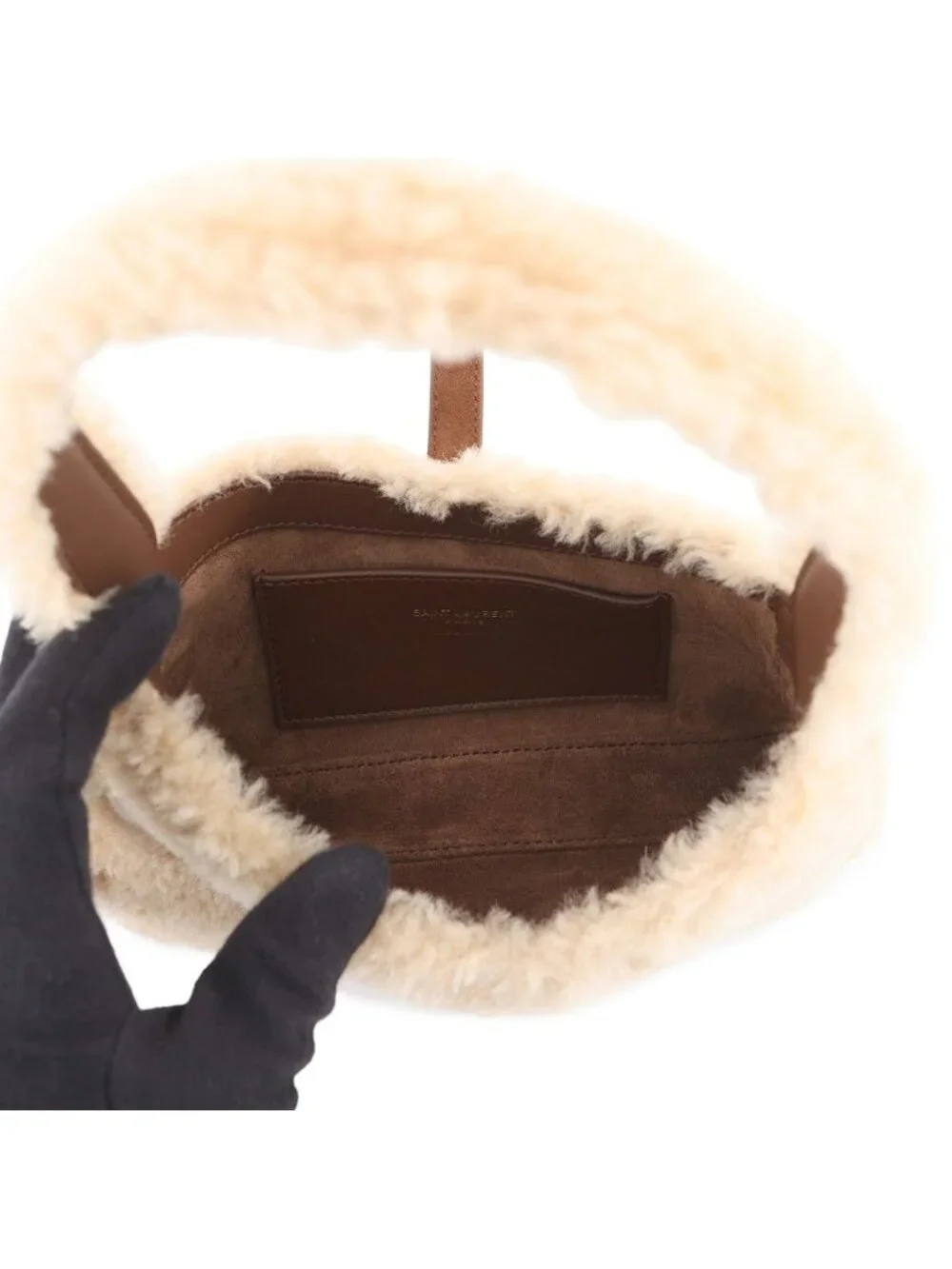 Saint Laurent Paris Handbag le 5 a 7 Mini Hobo Shearling Leather